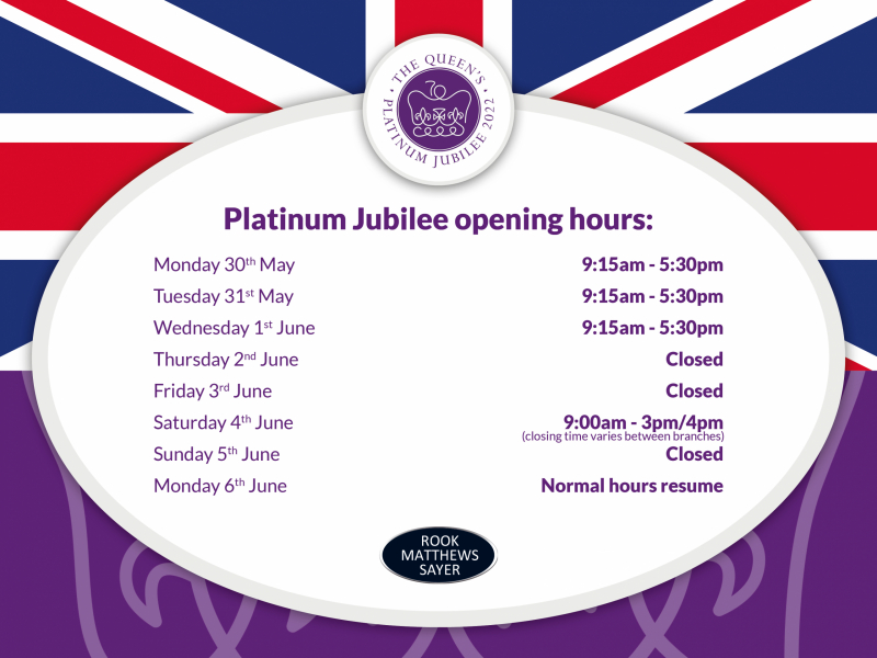 Our operating hours over The Queen's Platinum Jubilee weekend