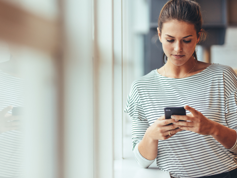 woman looking a phone